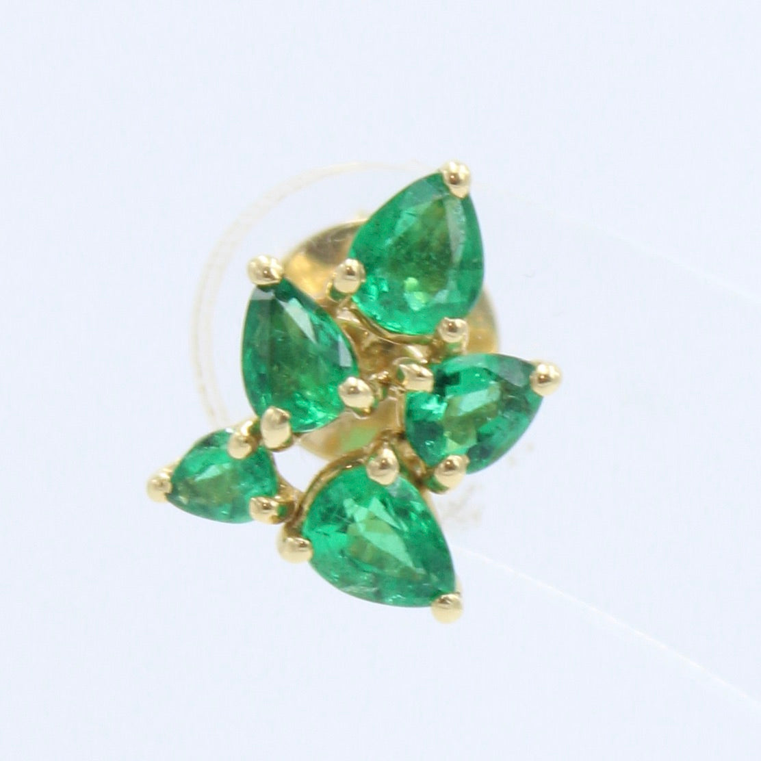 Minimalist AAA 1.62 Ct Natural Emerald Leaf Stud Earrings in 18K Yellow Gold