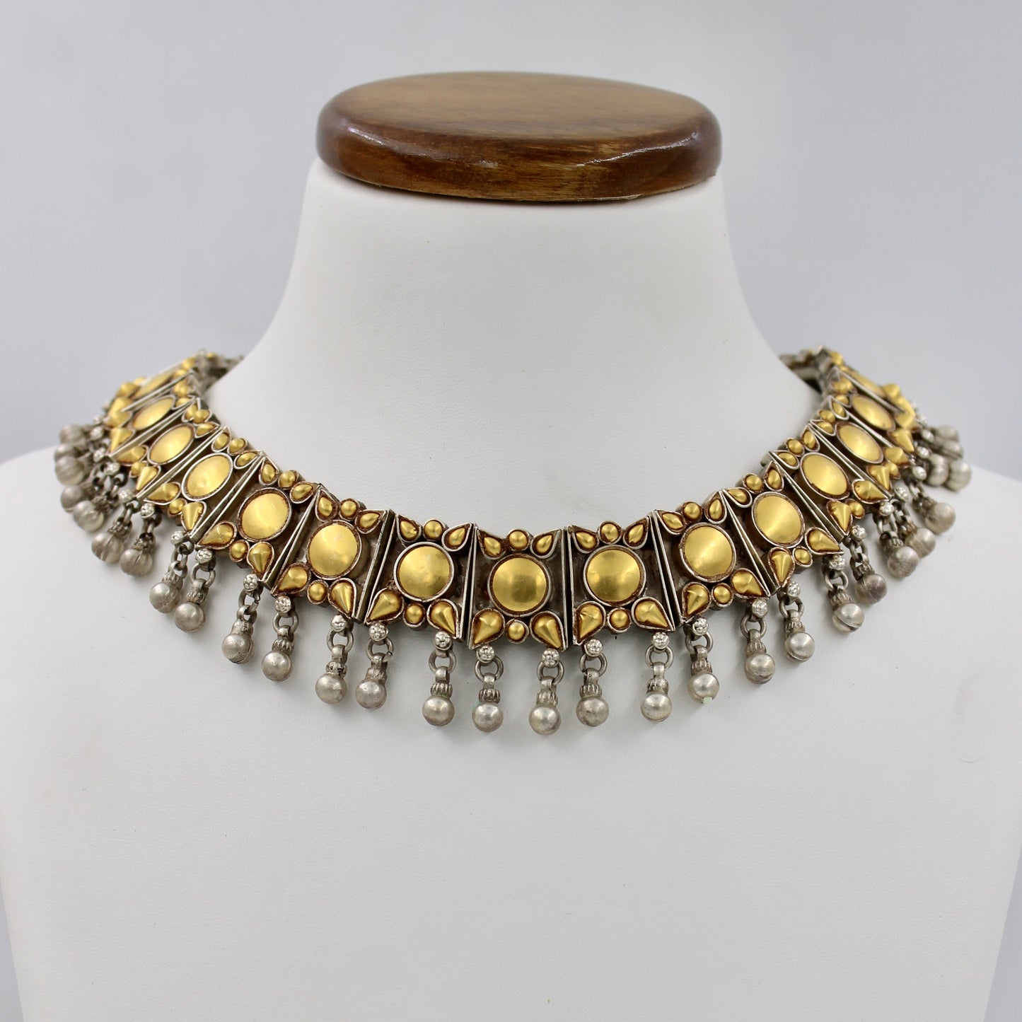 Handmade Barmeri Tribal Dual-Tone Statement Choker Necklace in Sterling Silver