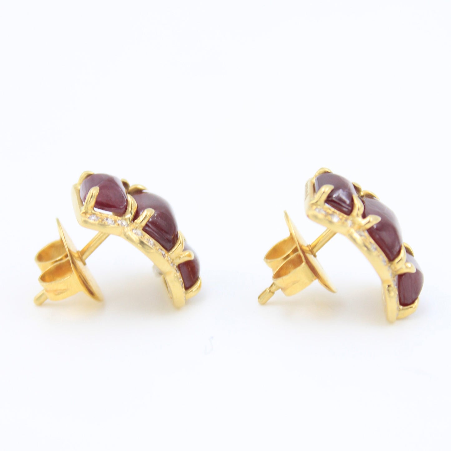 Elegant 7.75 CT Natural Ruby and Diamond Stud Earrings in 18K Yellow Gold