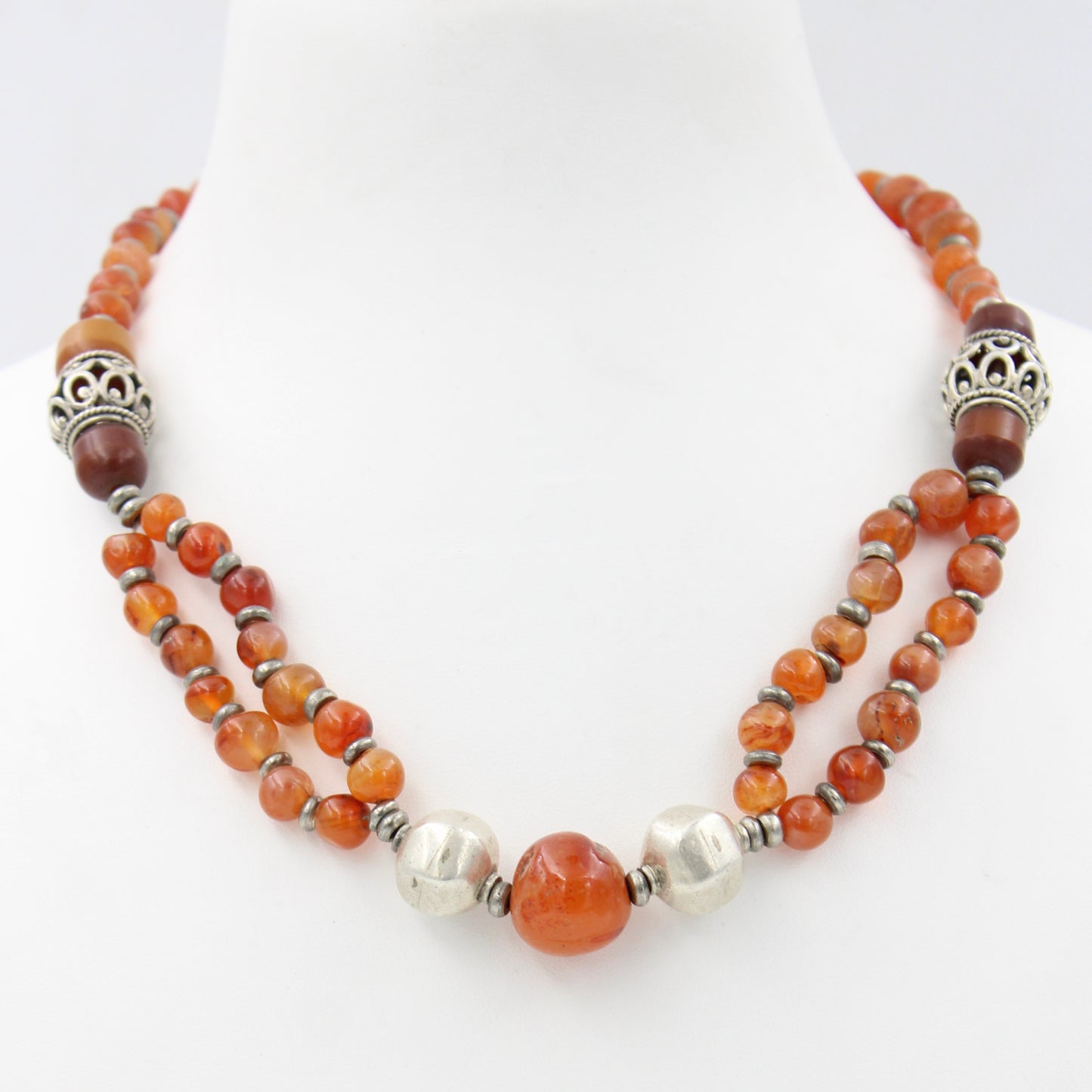 Vintage Natural Baltic Amber Statement Beaded Necklace in Sterling Silver