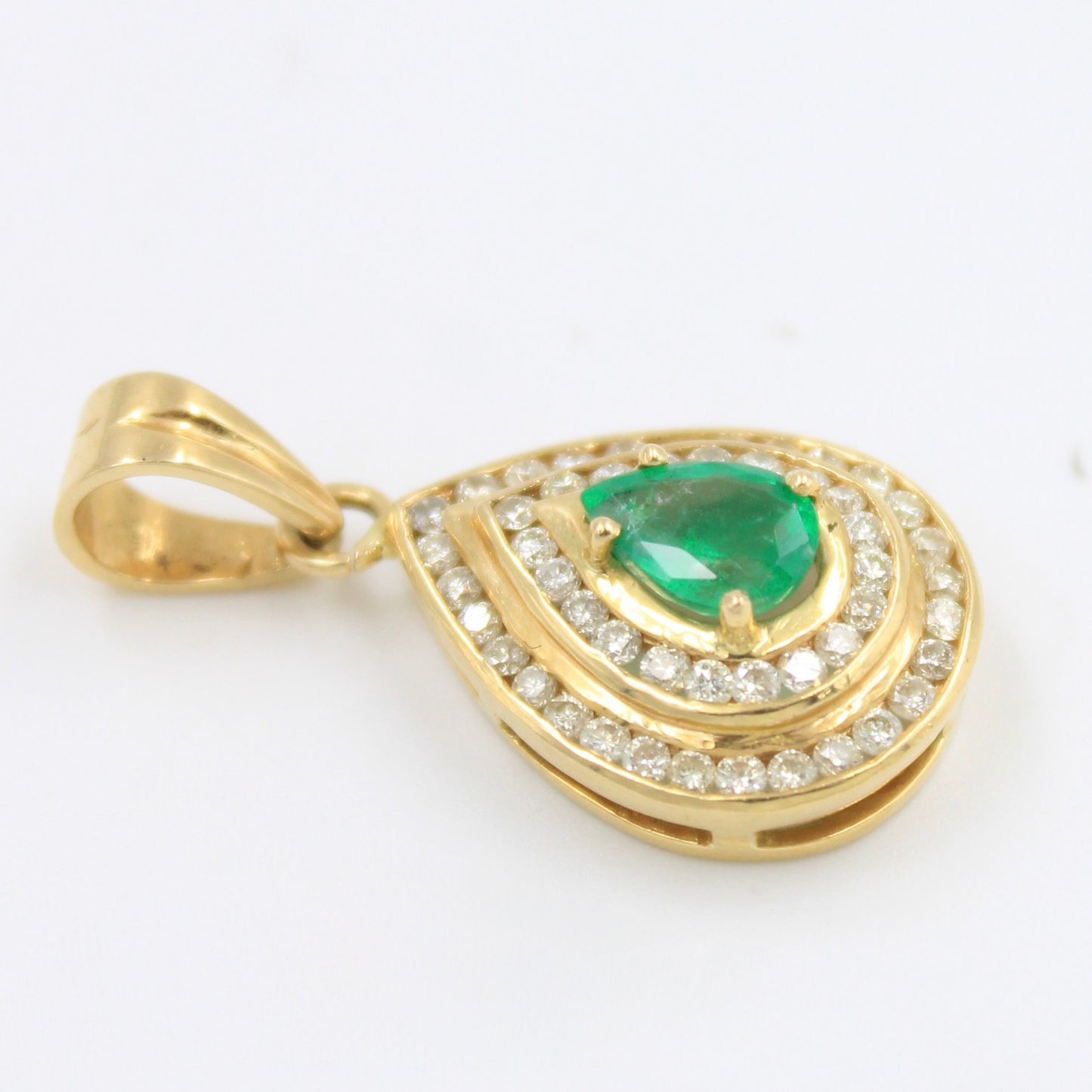 Elegant 2.50 TCW Natural Emerald & Diamond Pendant in 18K Yellow Gold