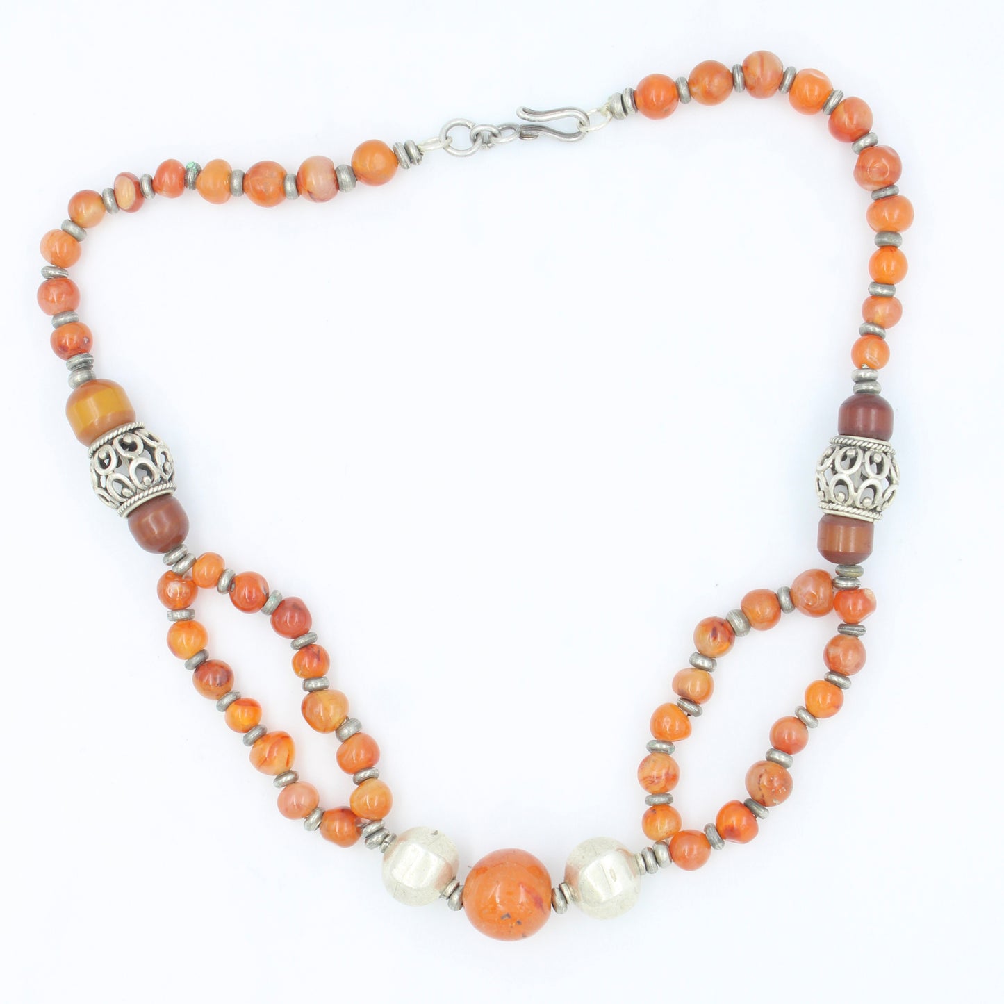 Vintage Natural Baltic Amber Statement Beaded Necklace in Sterling Silver