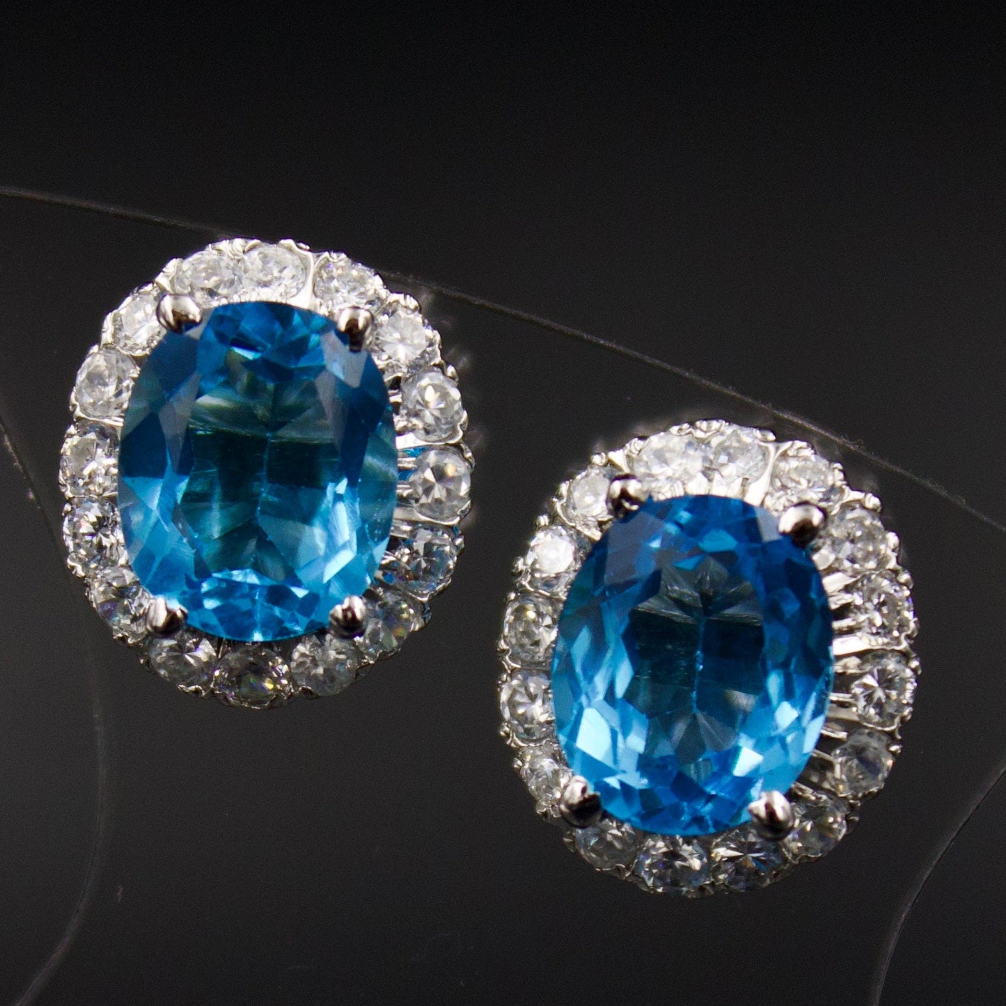 AAA Swiss Blue Topaz Stud Earrings