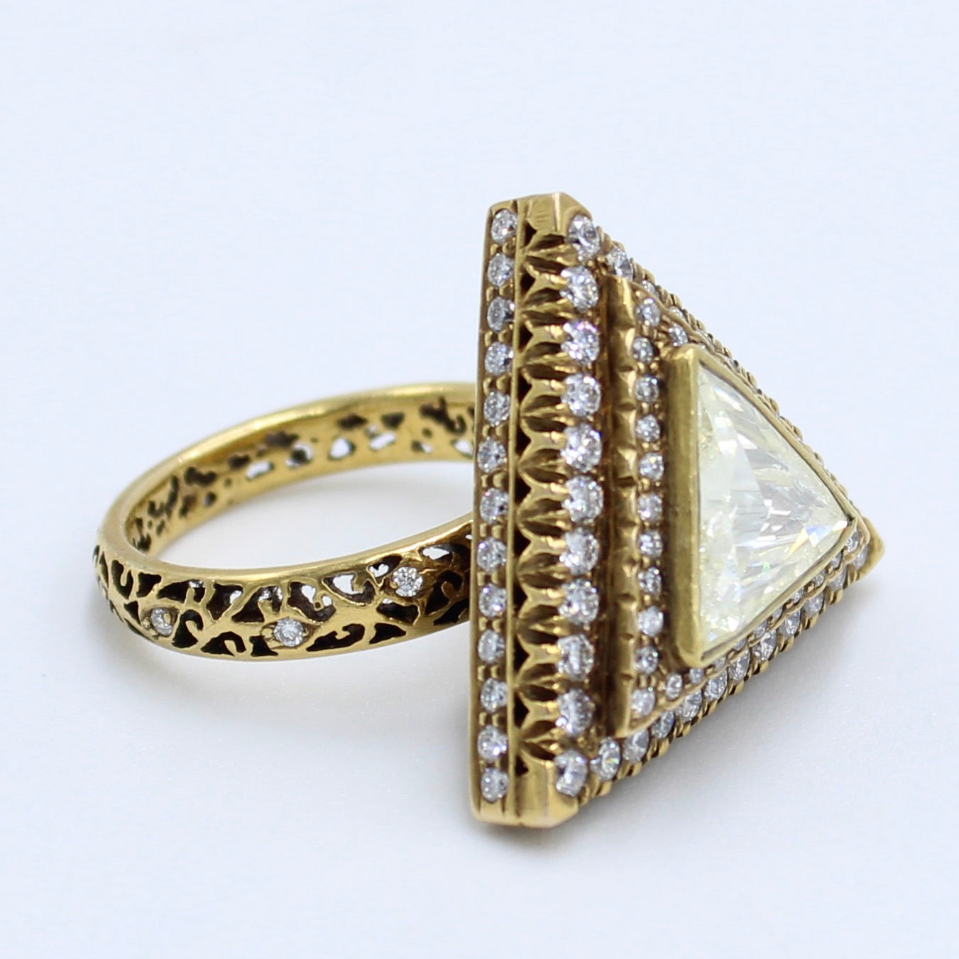Luxury 4.07 Ct Natural Rose Cut Diamond Filigree Work Fidget Ring 18K Gold