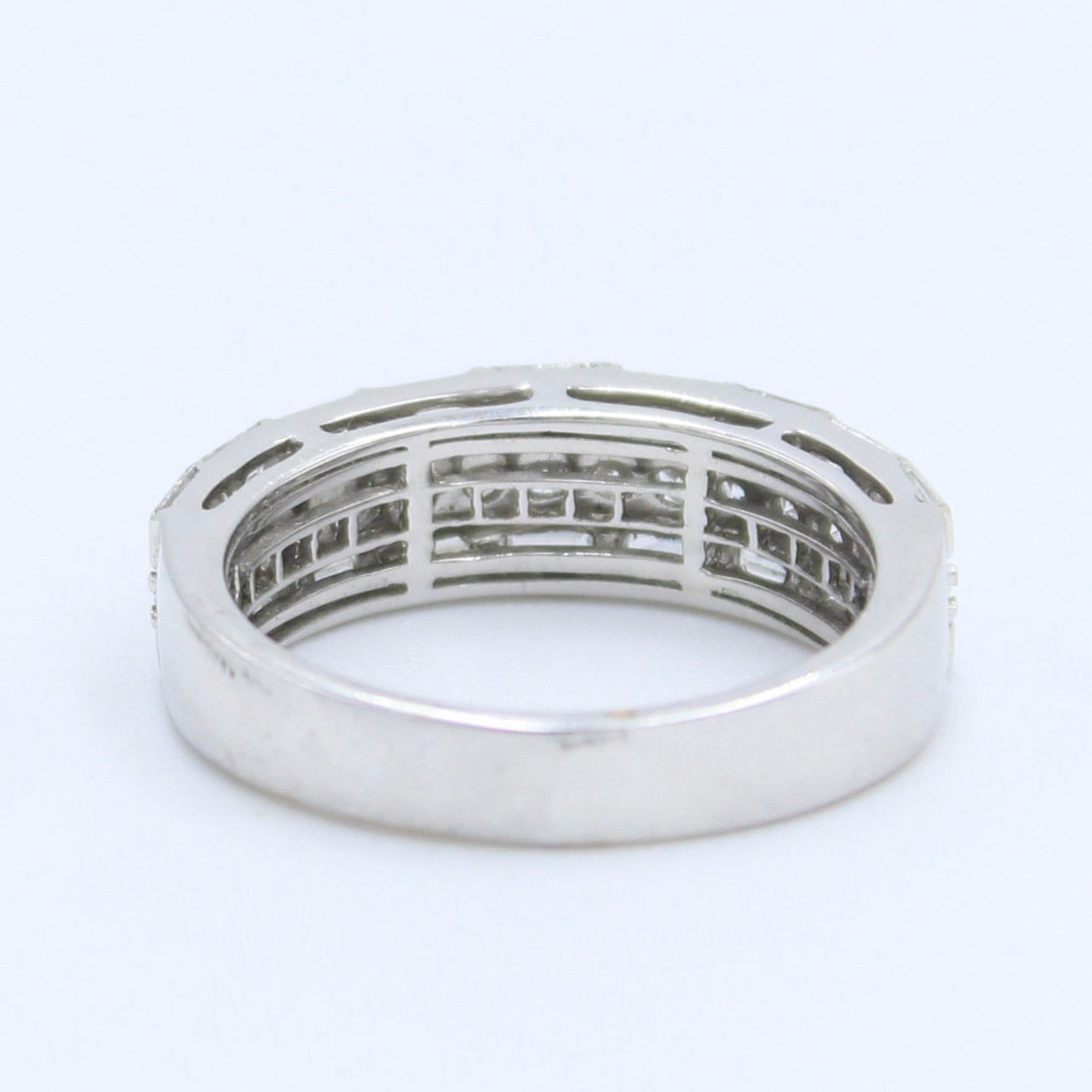 Natural 1.26 Ct E-VVS Baguette Diamond Band Ring in 18K White Gold Size 6.5