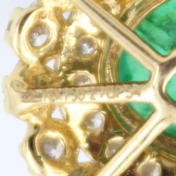 Statement 7.77 Ct Natural Vivid Green Emerald & Diamond Stud Earring 18K Gold