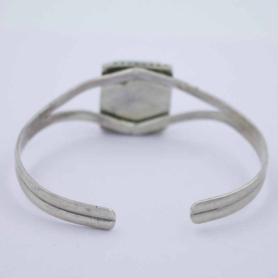 Handmade Malachite Statement Cuff Bracelet in Sterling Silver
