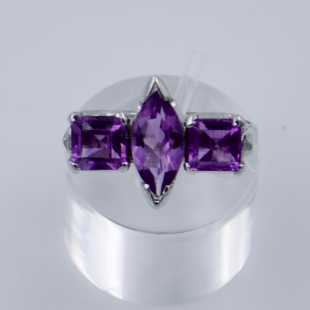 Vintage AAA 45 TCW Amethyst Statement Necklace , Drop Earrings & Ring in Sterling Silver
