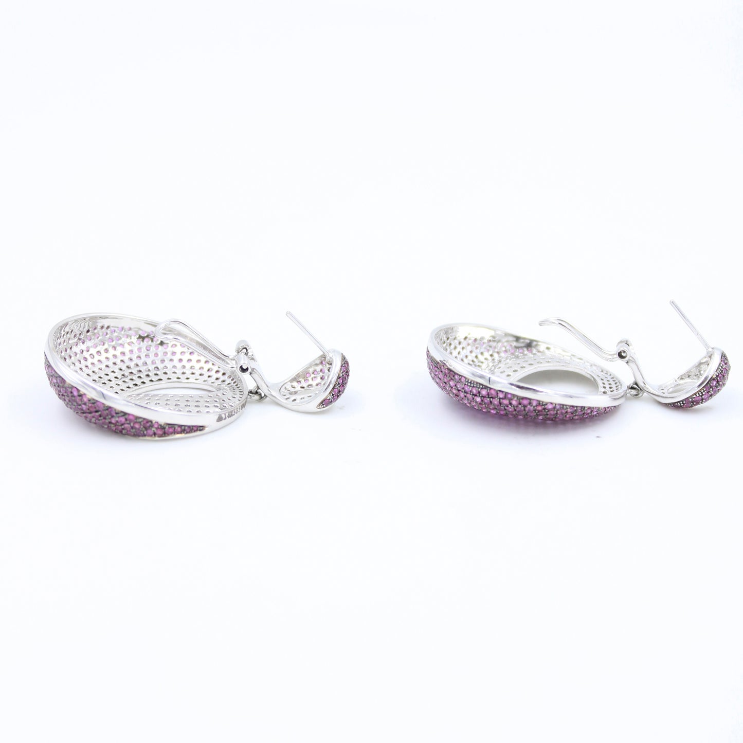 Luxurious 6.92 Ct Natural Ruby and Diamond Cluster Disc Drop Earring in 14K Gold