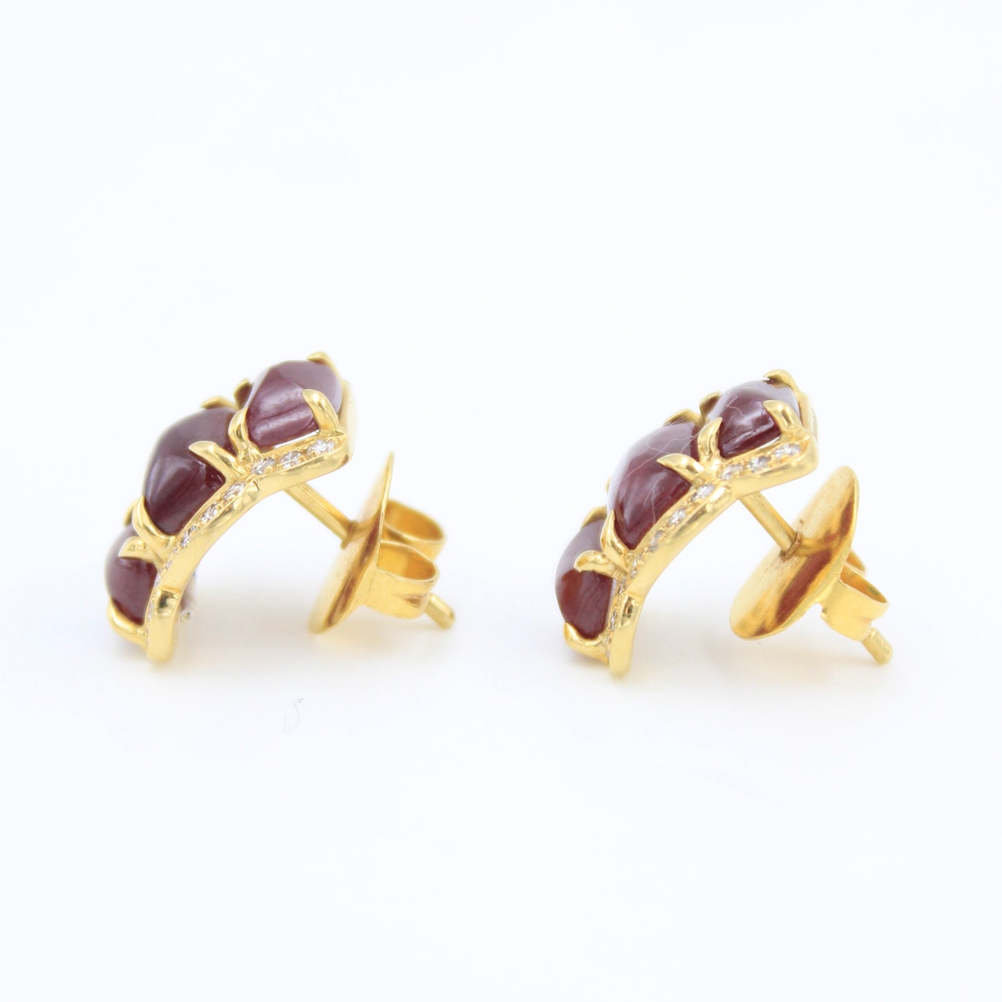 Elegant 7.75 CT Natural Ruby and Diamond Stud Earrings in 18K Yellow Gold