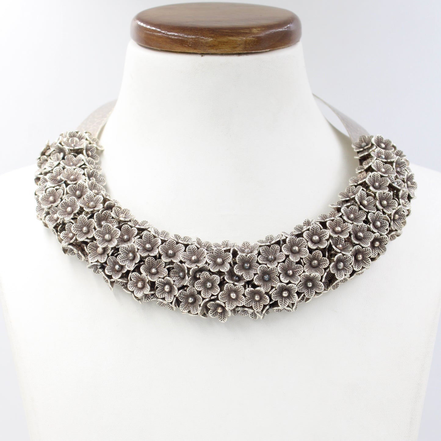 Handmade Indonesian Boho Floral Cluster Collar Necklace