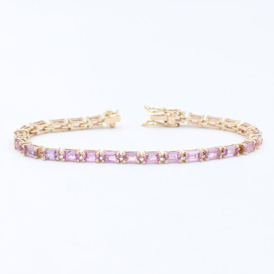 Natural 8.25 Ct Pink Sapphire Gradient Summer Tennis Bracelet in 18K Rose Gold