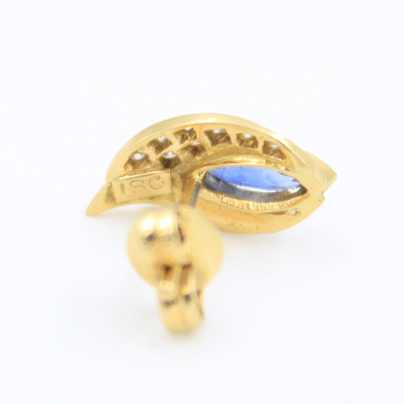 Elegant 1.95 TCW Natural Sapphire and Diamond Stud Earring in 18K Yellow Gold
