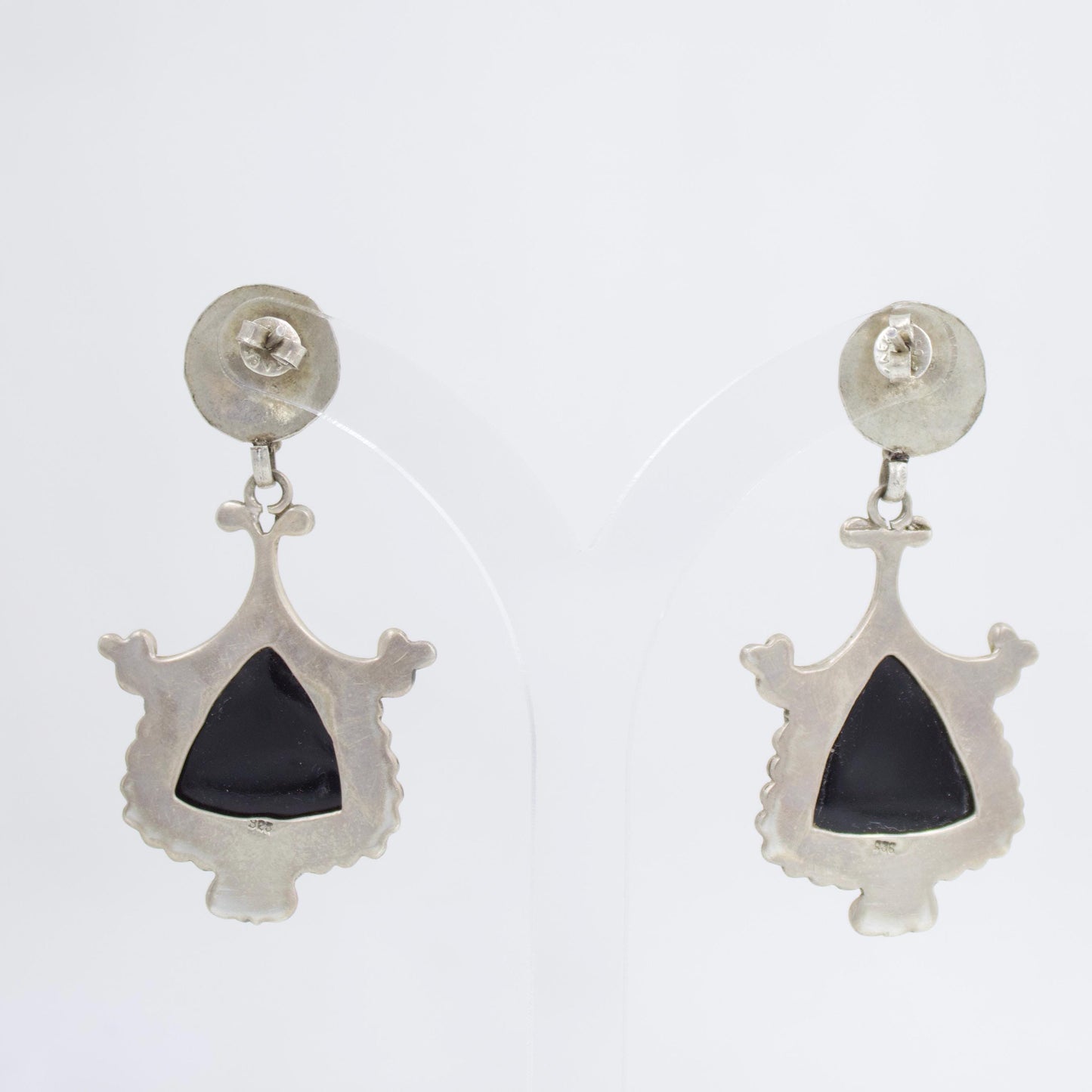Handmade Black Onyx Statement Drop Earrings in Sterling Silver
