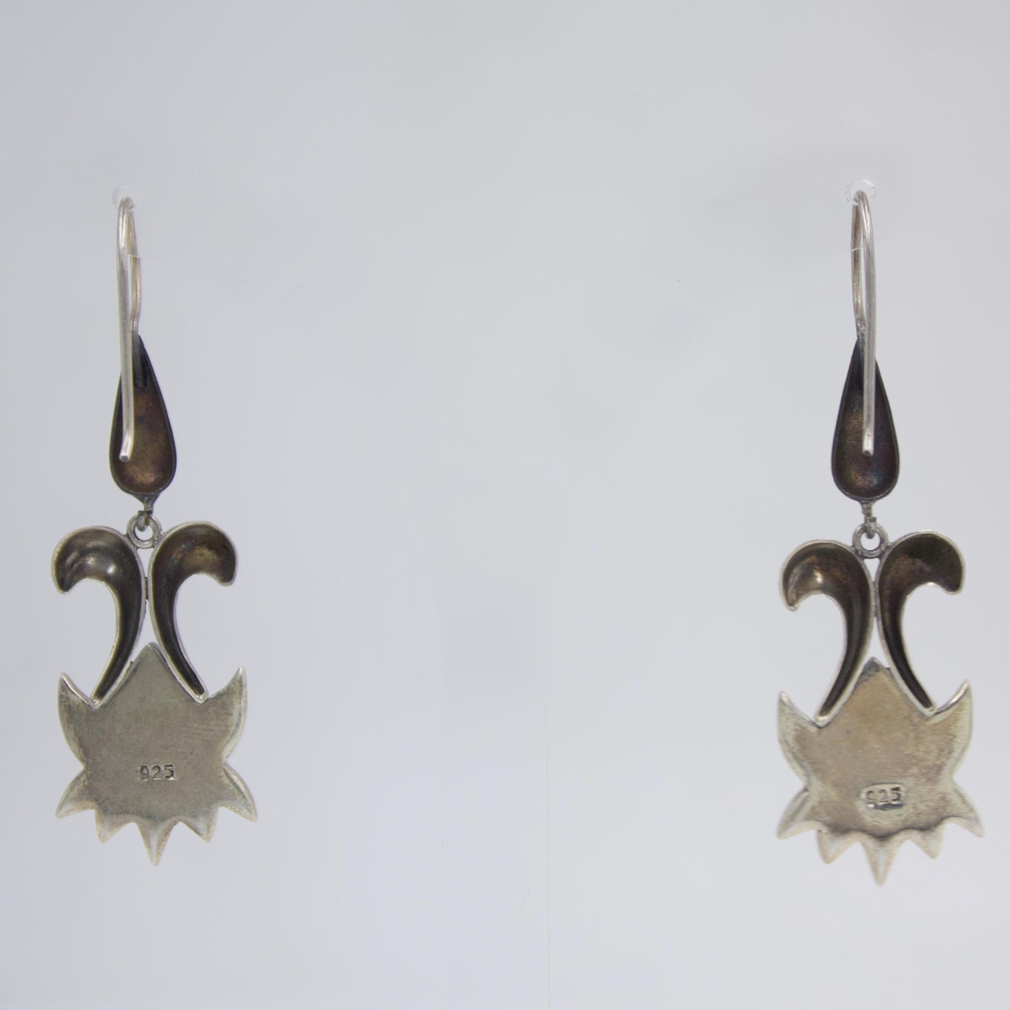 Vintage Turquoise and Carnelian Floral Statement Drop Earrings in Sterling Silver