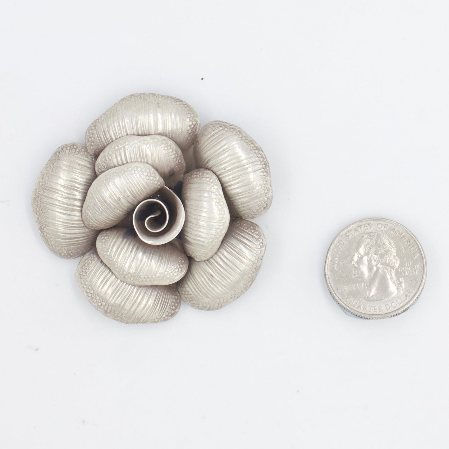 Vintage Handcrafted Textured Rose Pendant in 925 Sterling Silver