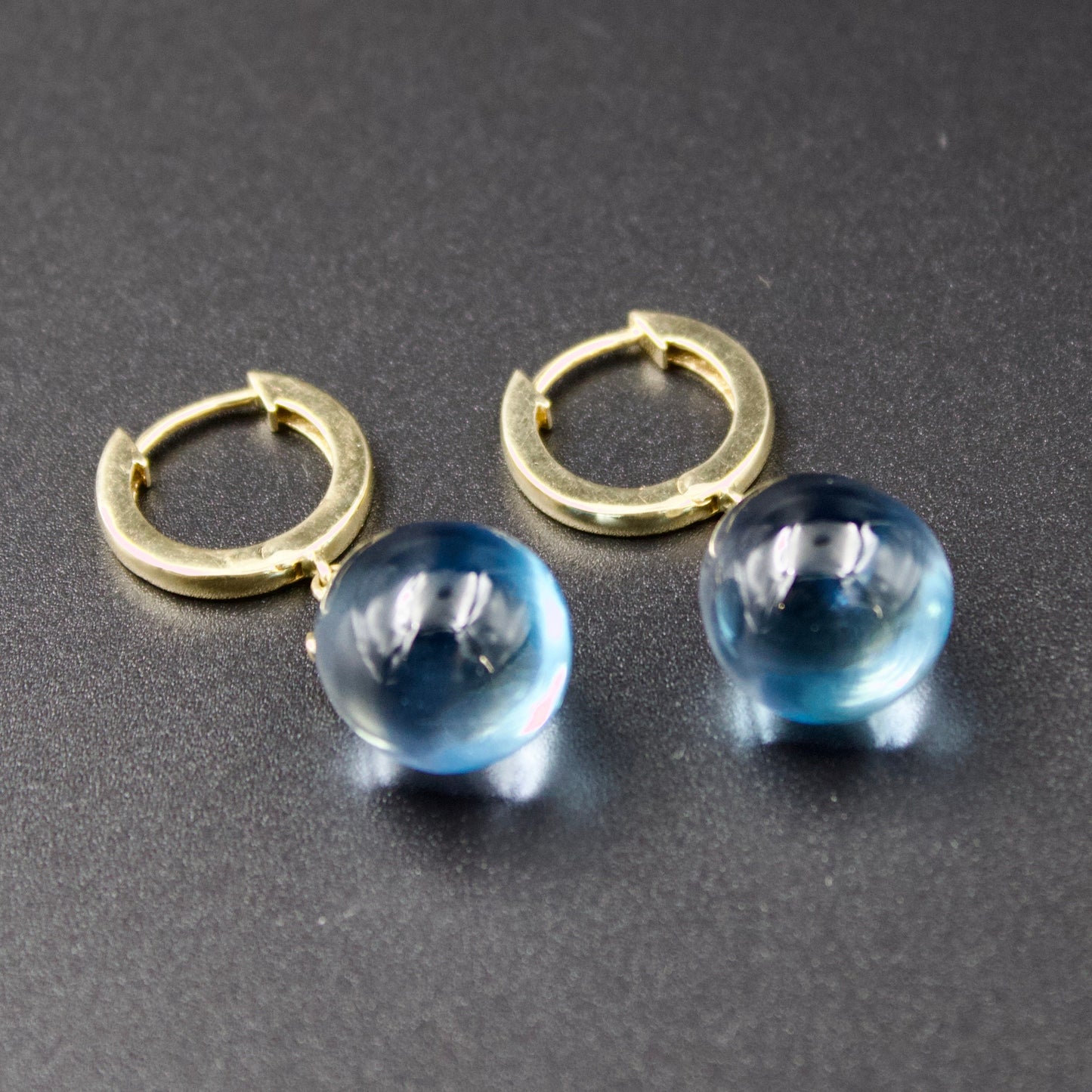Elegant Minimalist 37 CTW AAA Swiss Blue Topaz and Diamond Drop Earring in 18K Yellow Gold