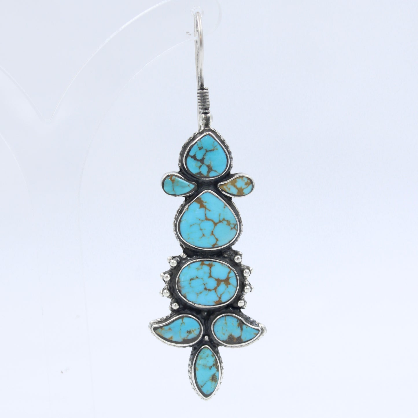 Vintage Navajo Natural Turquoise Drop Earring in Sterling Silver