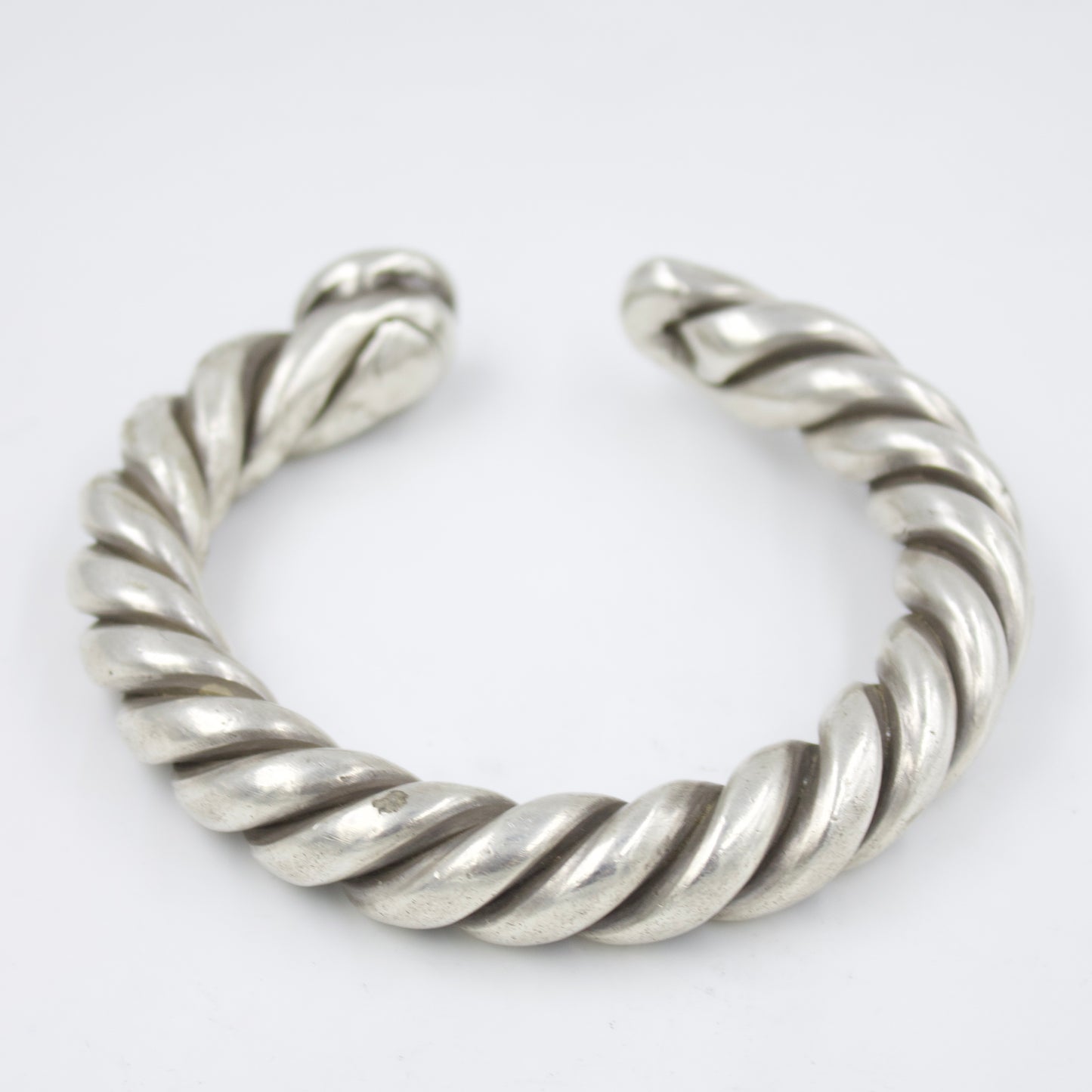 Antique Mughal Urdu Etched Twisted Silver Cuff Bracelet | 1910's Museum Piece