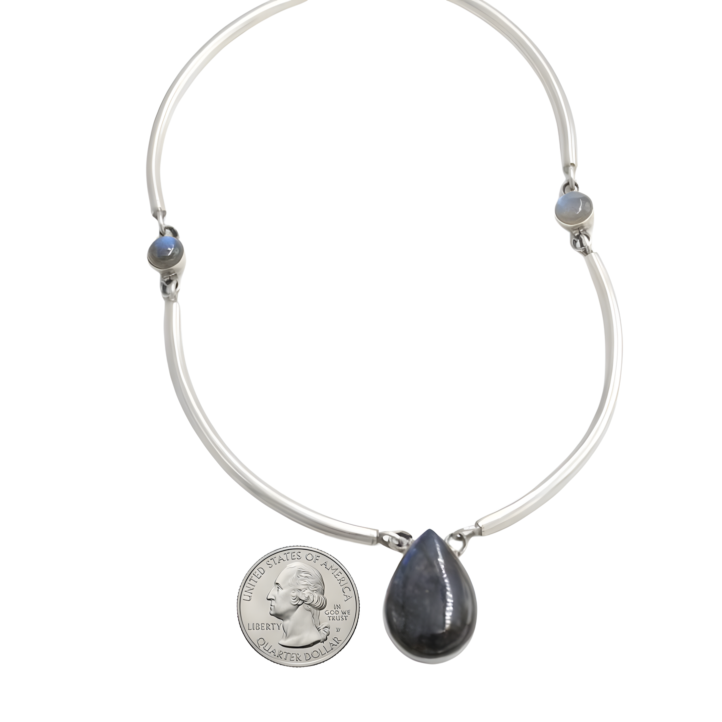 Labradorite Sterling Silver Collar Necklace 22-Inch