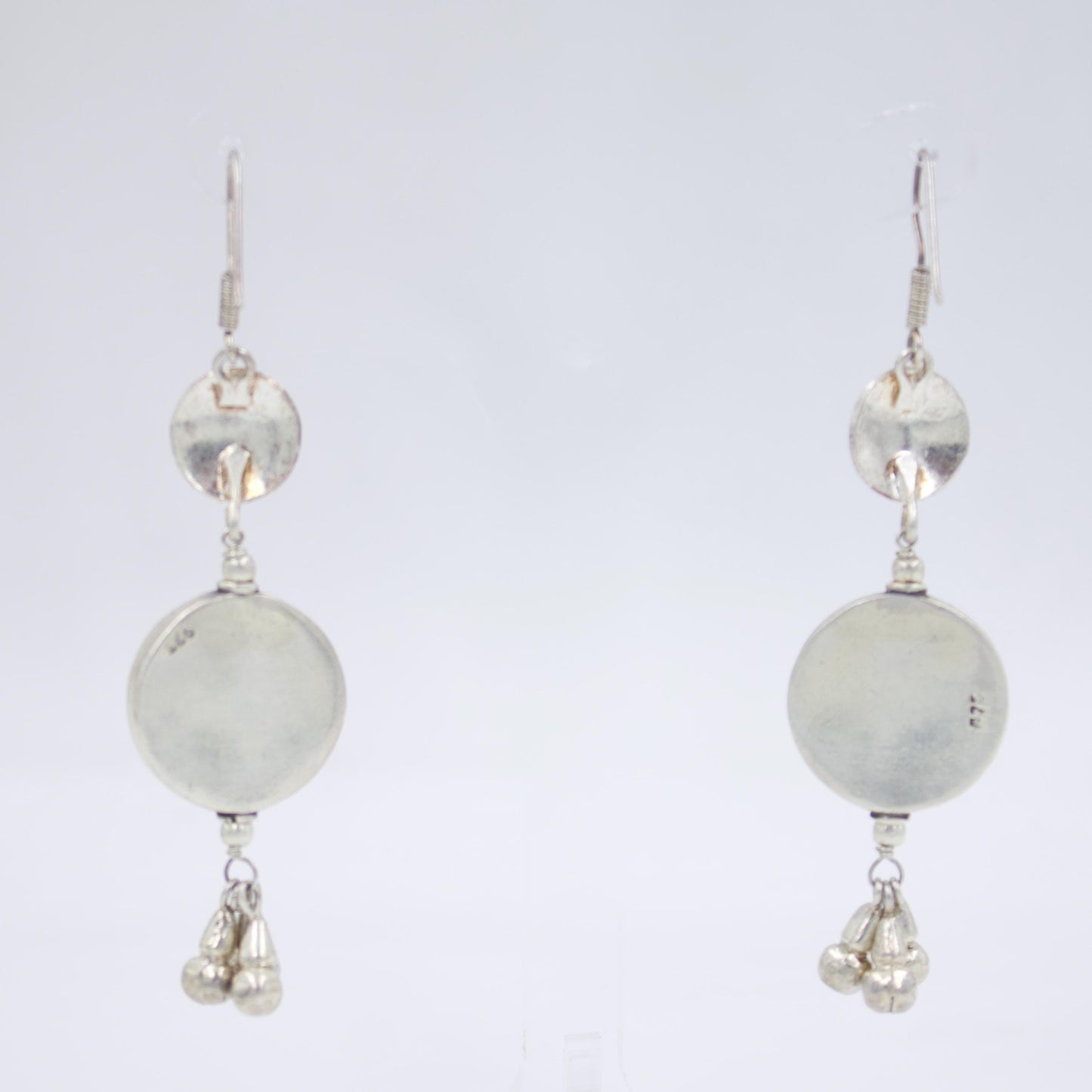 Handmade Enamel and Turquoise Floral Statement Drop Earrings in Sterling Silver
