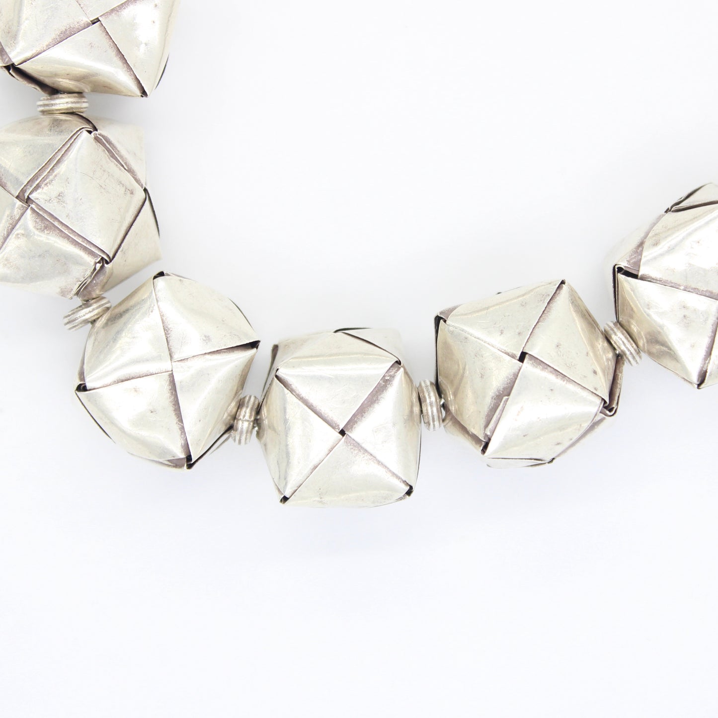 Handmade Indonesian Cubic Ball Beaded Necklace in Sterling Silver