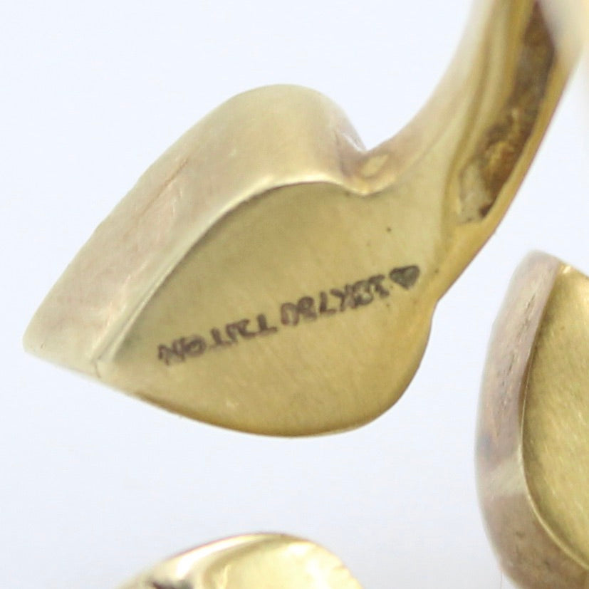 Natural 0.80 Ct Rose Cut Diamond Between the Finger Ring in 18K Brushed Gold