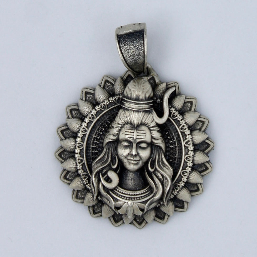 Handmade Lord Shiva Pendant in Sterling Silver