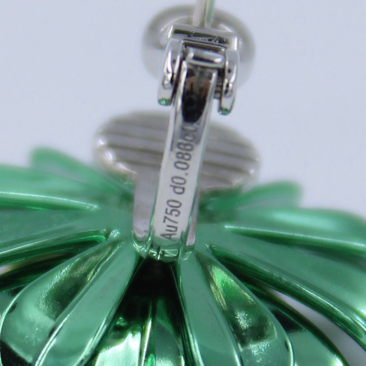 GIA Certified 1.19 Ct Asscher Cut Solitaire Floral Stud Earring 18K Green Gold