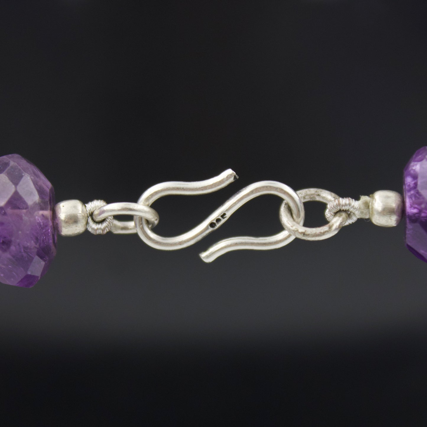 Vintage Amethyst Beaded Statement Necklace in Sterling Silver