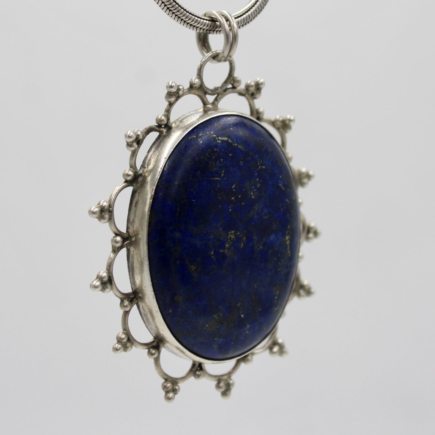 Vintage Handmade Afghan Lapis Pendant in Sterling Silver