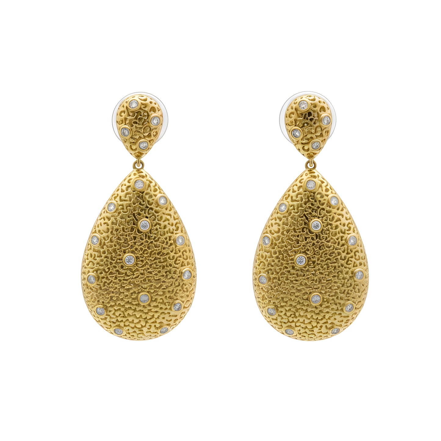 Statement 0.77 Ct Natural Diamond Filigree Work Drop Earrings in 18K Yellow Gold