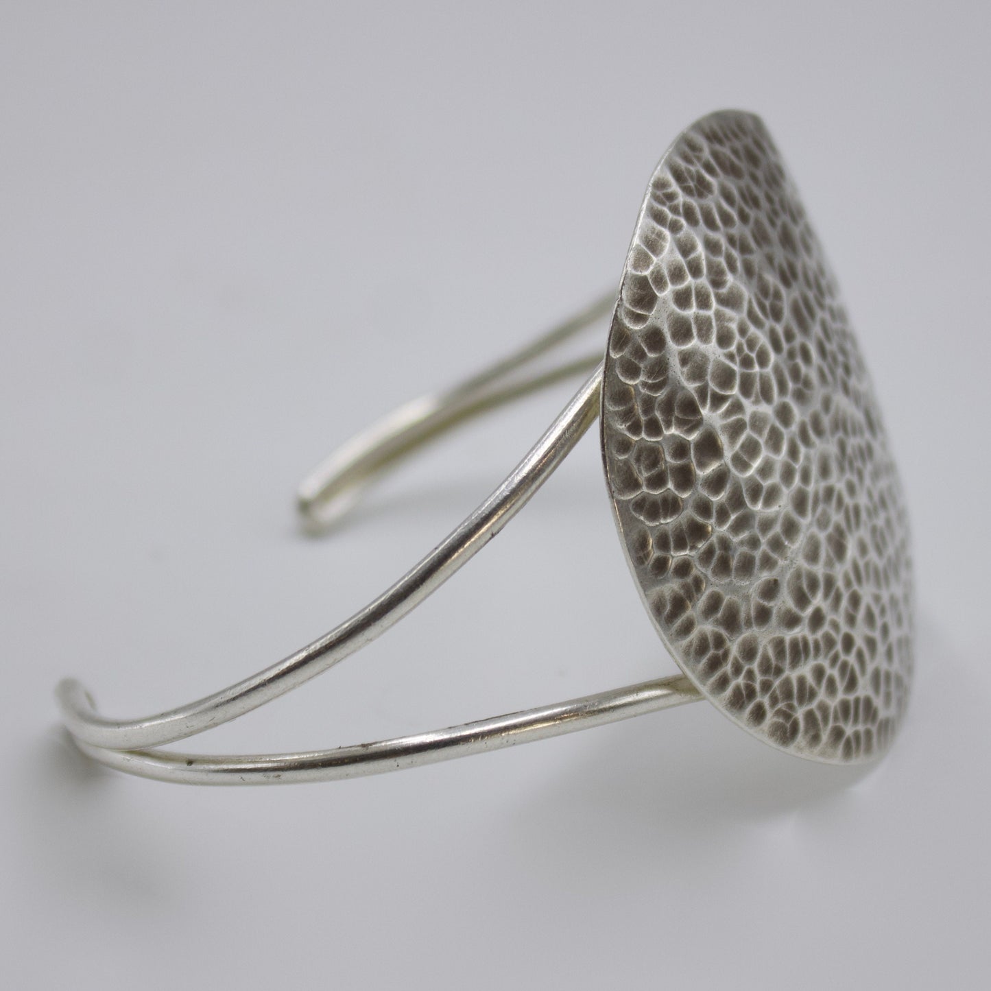 Indonesian Hammer Work Handmade Cuff Bracelet in Sterling Silver