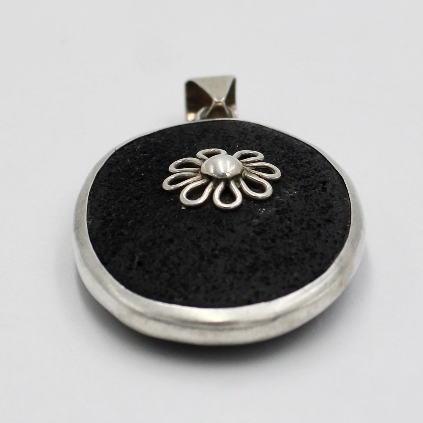 Uvarovite Garnet Drusy Floral Pendant in Sterling Silver