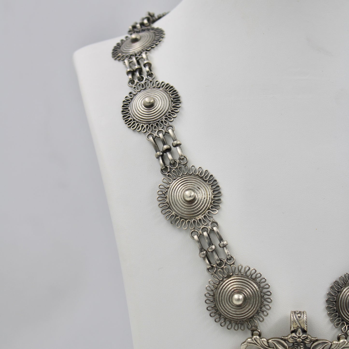 Handmade Indian Tribal Statement Peacock Pendant Necklace in Sterling Silver