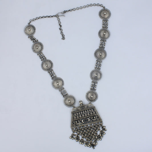 Handmade Indian Tribal Statement Peacock Pendant Necklace in Sterling Silver