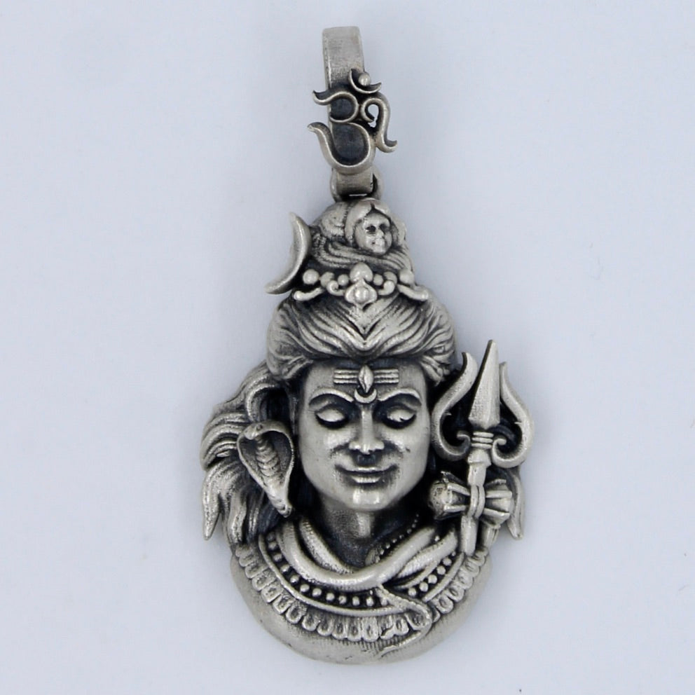 Handmade Lord Shiva Om Pendant in Sterling Silver
