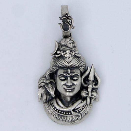 Handmade Lord Shiva Om Pendant in Sterling Silver