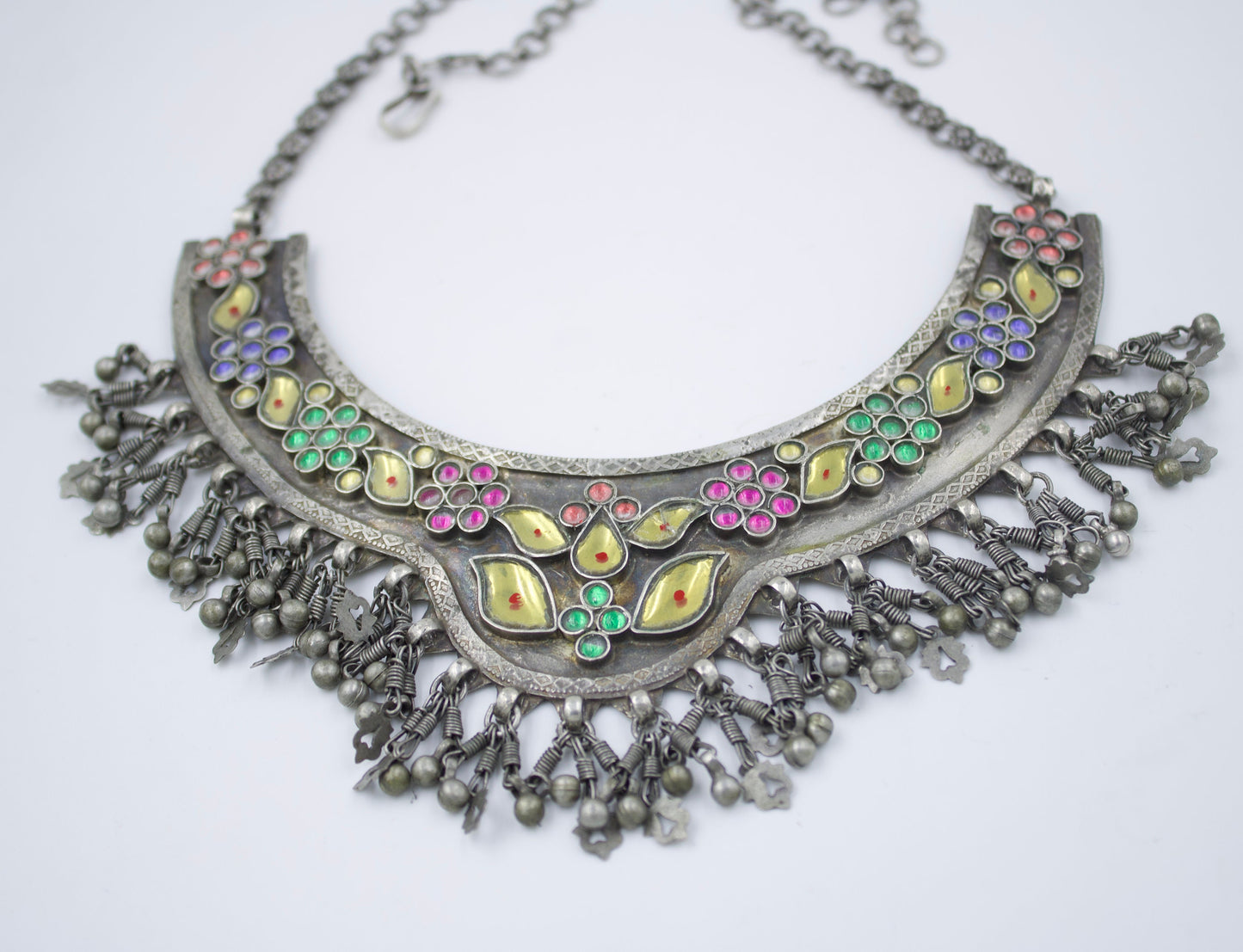 Antique Indian Barmerii Tribal Statement CollarNecklace in Silver Collectors Piece Circa 1930