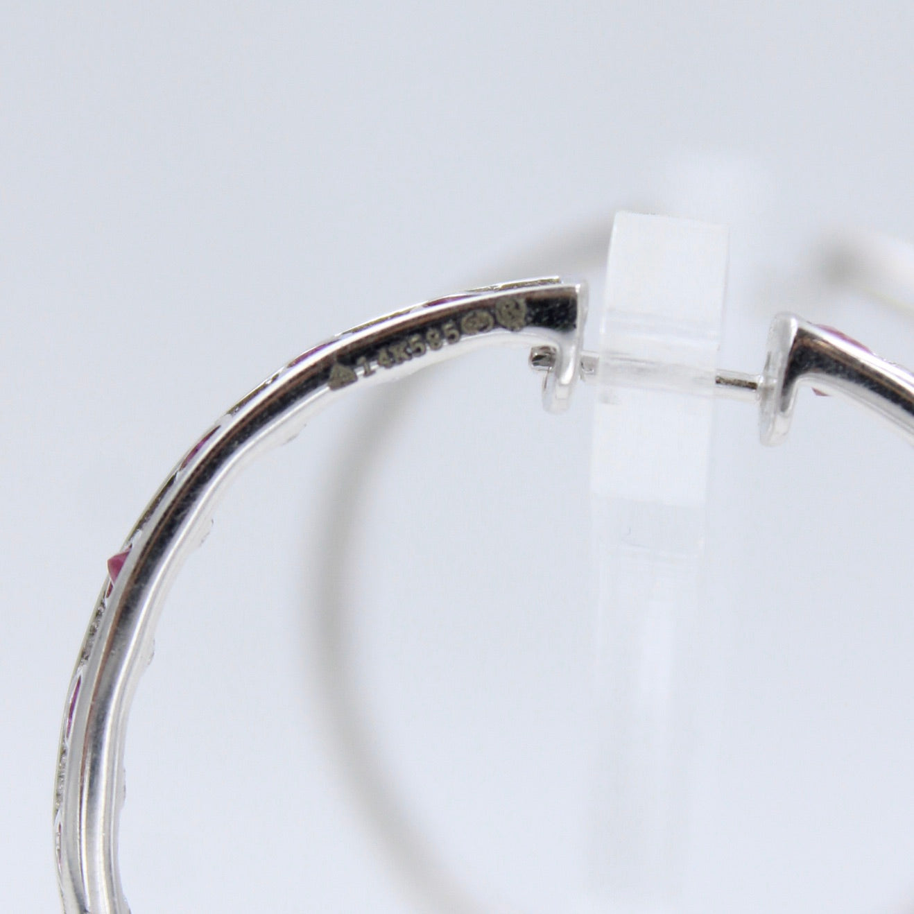 Statement 14.15 TCW Natural Ruby & Diamond Inside Out Big Hoop Earrings in 14K White Gold