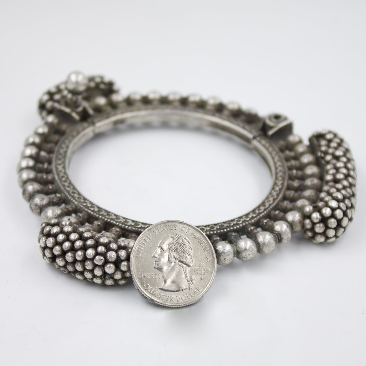 Antique Indian Tribal Handmade Hinged Bangle in Silver | 1910 Collectors Piece