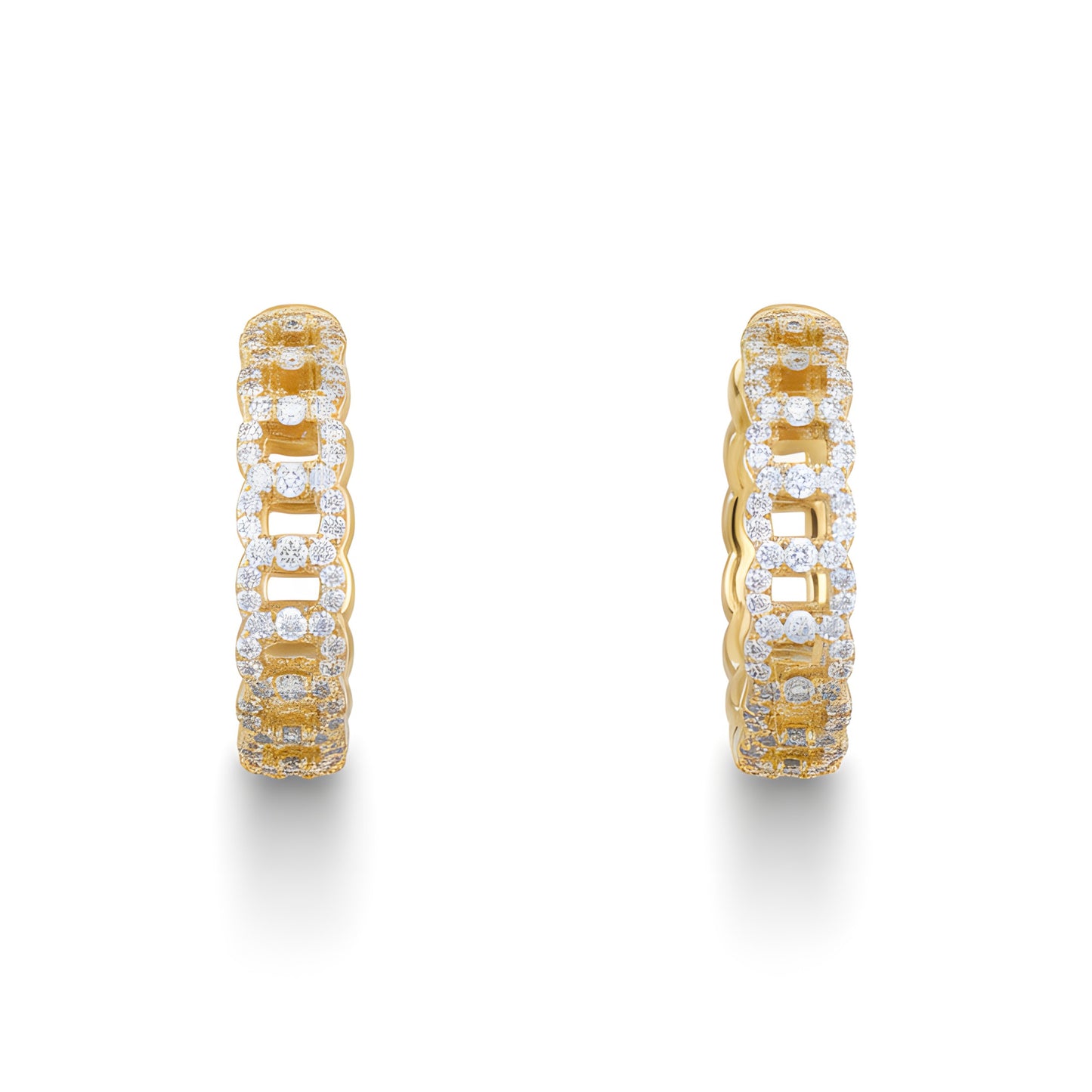 Statement 1.06 Ct Natural Diamond Twist Chain Hoop Earring in 18K Yellow Gold