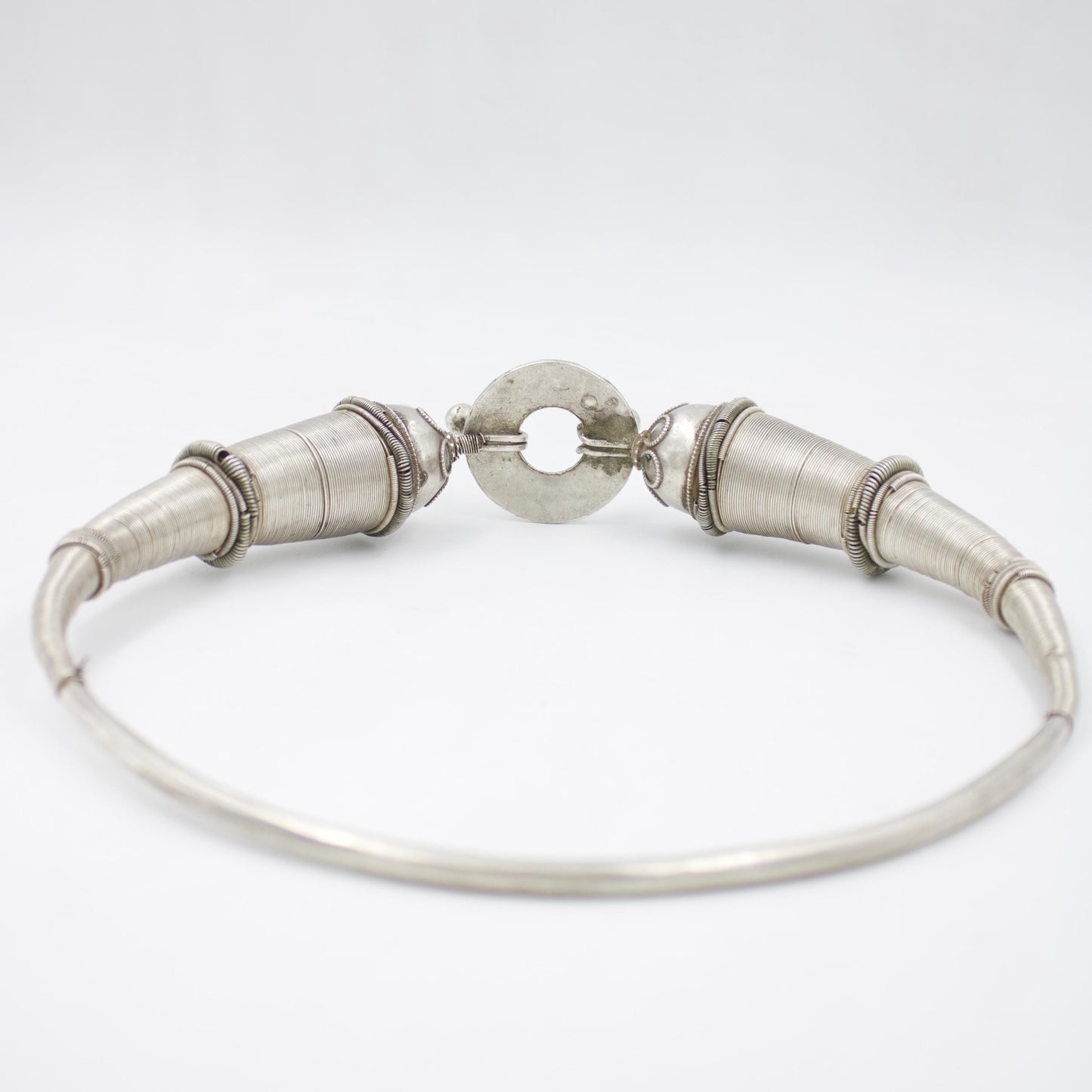 Antique Rajasthani Tribal Hasli Collar Statement Necklace in Silver