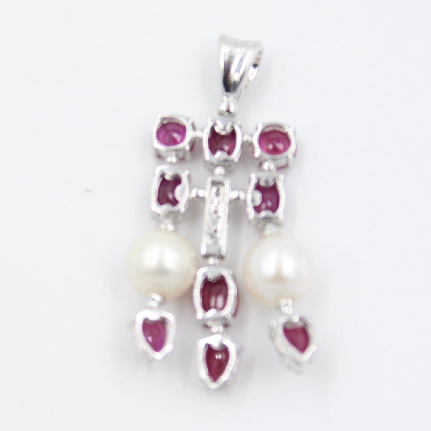Natural 8.78 Ct AAA Red Ruby, Pearl & Diamond Statement Pendant