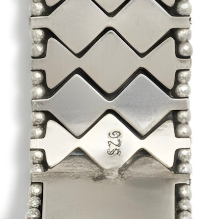 Vintage Natural Turquoise Tribal Broad Loose Bracelet in Sterling Silver