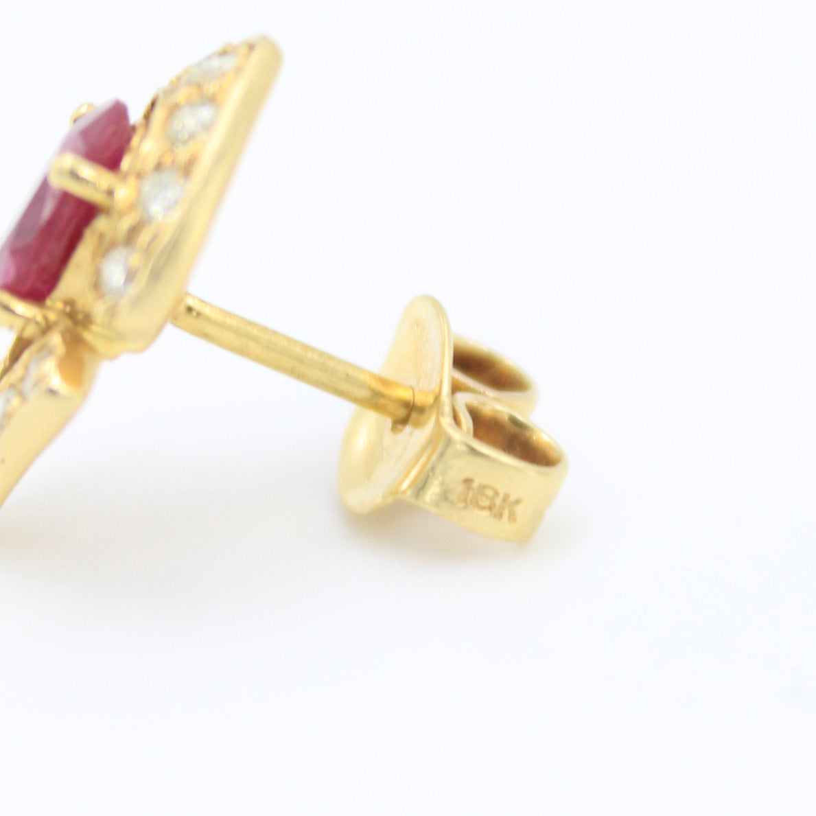 Elegant 2.28 TCW Natural Ruby and Diamond Stud Earring in 18K Yellow Gold