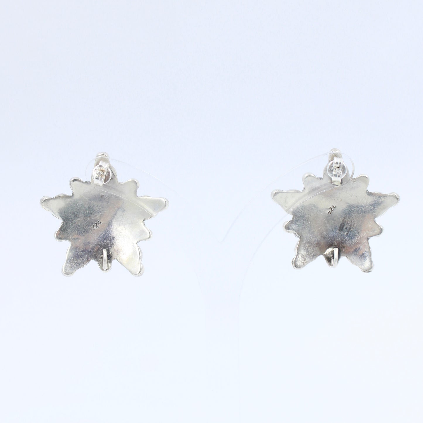 Vintage Natural Turquoise Star Statement Stud Earrings in Sterling Silver