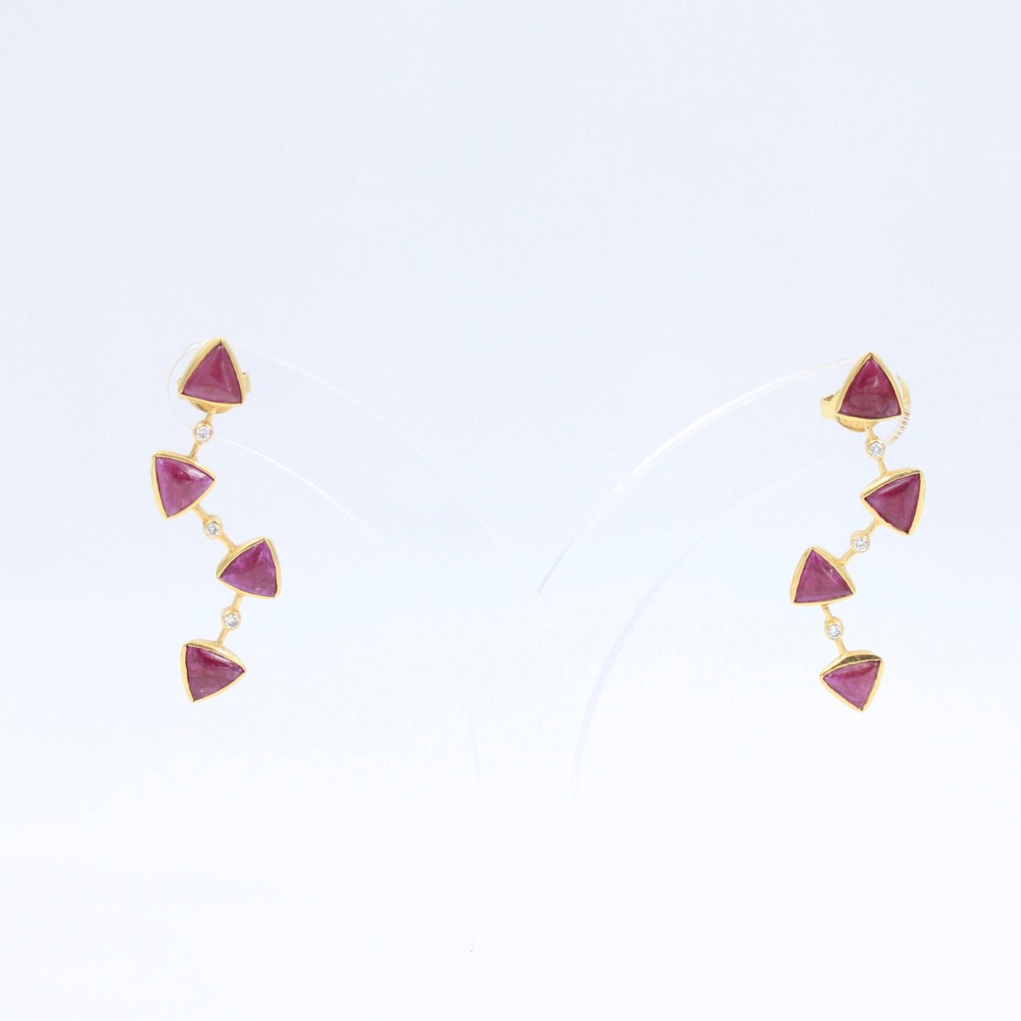Elegant 3.75 TCW Natural Ruby and Diamond Drop Earrings in 18K Yellow gold