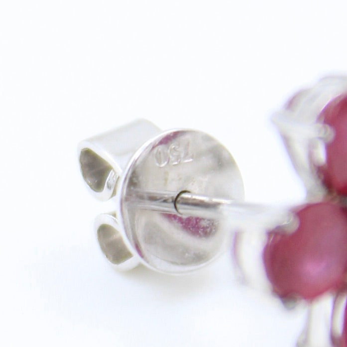 Elegant 3.47 TCW Natural Ruby and Diamond Floral Drop Earring in 18K Gold