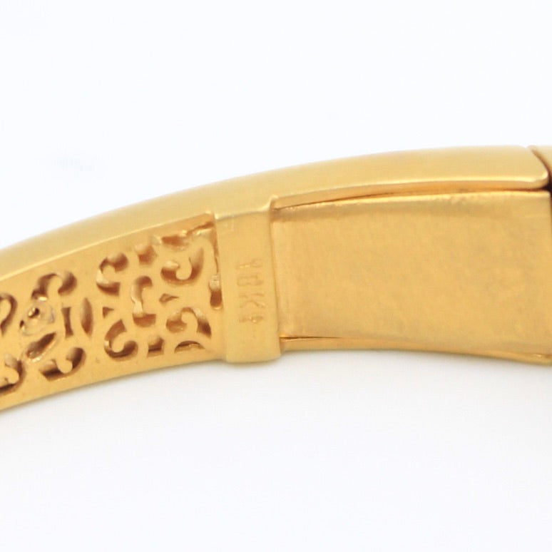 Natural 2.2 CT Emerald & Diamond Filigree Work Cuff Bracelet in 18K Brushed Gold